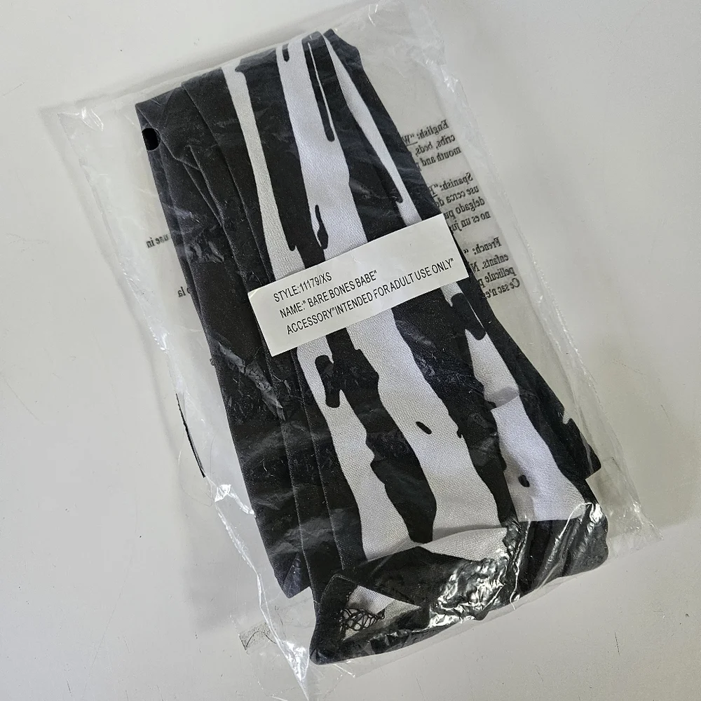 NEW Dreamgirl Bare Bones Babe Skeleton Fingerless Gloves Costume Accessory XS